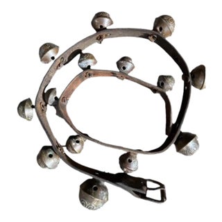 1900s Bronze Sleigh Bells on Leather Strap For Sale