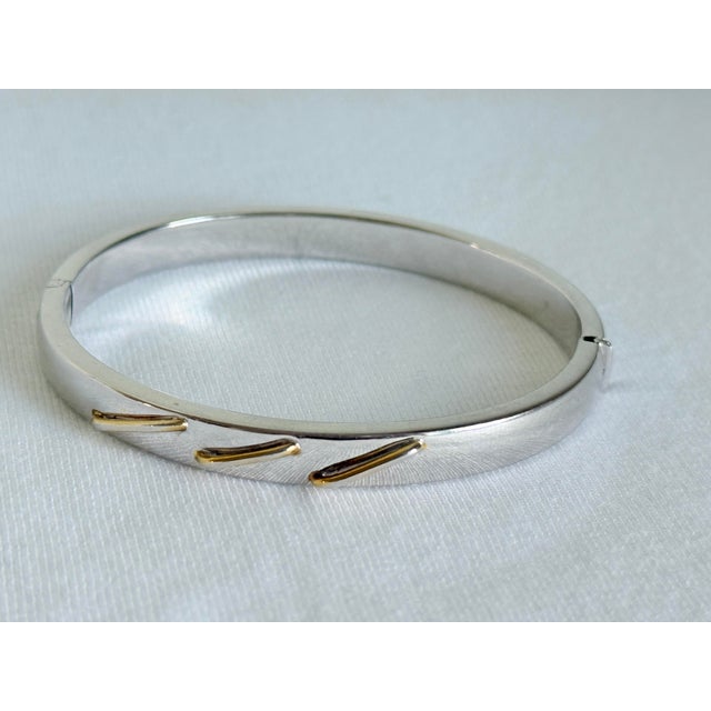 Vintage Italian 925 Sterling Silver Bypass Hinged Bangle Bracelet Italy Modern Sculptural Design For Sale In New York - Image 6 of 14