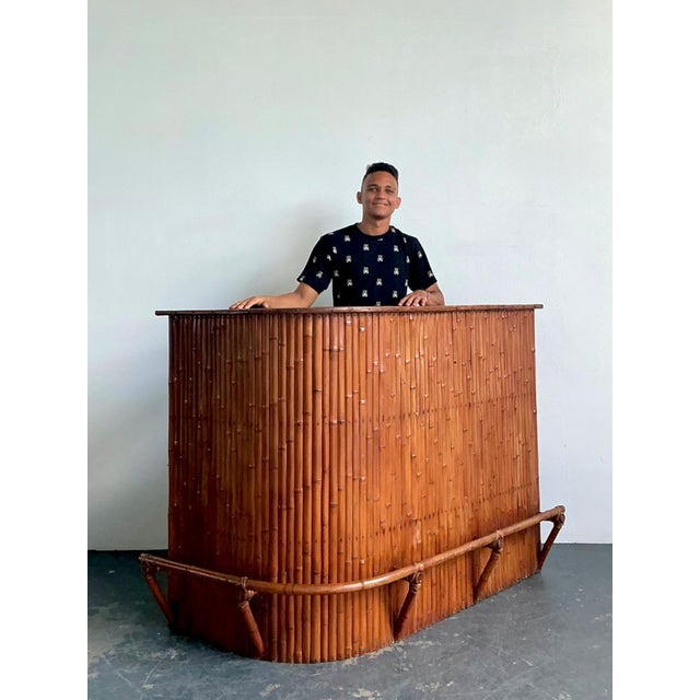 Vintage Curved Bamboo Tiki Bar For Sale - Image 14 of 18