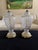 Large, Vintage , and substantial pair of Waterford style Crystal Table Lamps with geometric brass base. These lovely lamps...