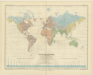 River Systems Map of the World by A.K. Johnston, 1856