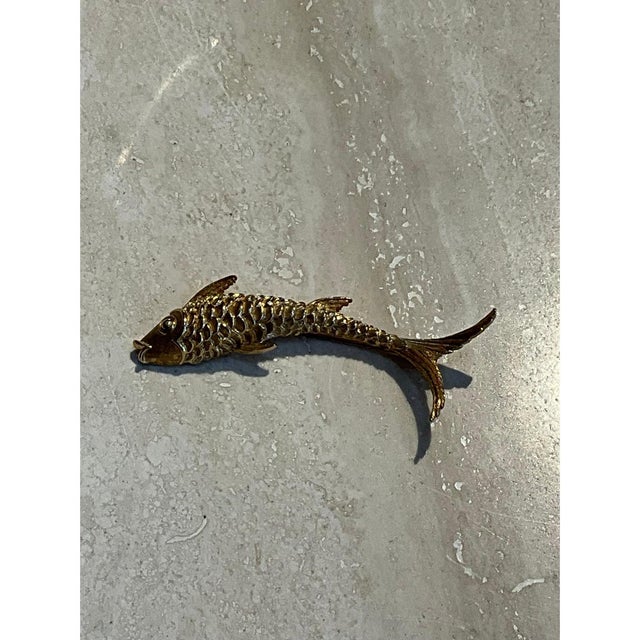 Mid 20th Century Vintage Golden Fish Brooch For Sale - Image 5 of 12