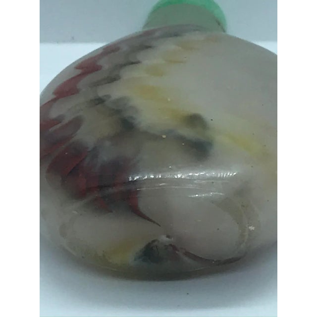 Vintage Beijing Glass Snuff Bottle With Colorful Striations For Sale - Image 11 of 13