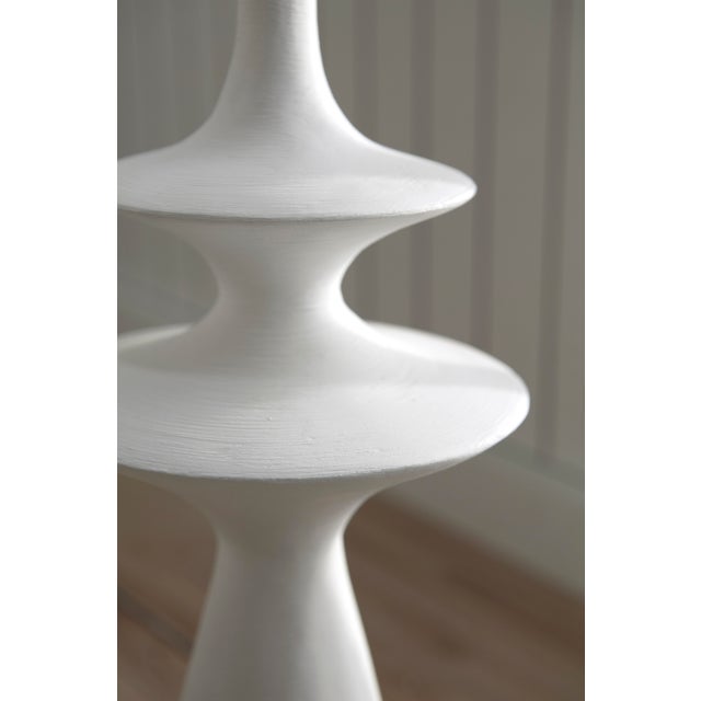Lakmos Large Table Lamp in Plaster White with Linen Shade Designer: AERIN Height: 31" Shade Detail: 13.5" x 14.5" x 13"...