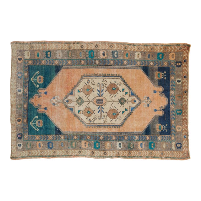 Vintage Distressed Oushak Rug - 3'11" x 5'11" For Sale