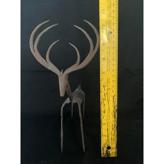 Metal Artisan Hand Forged Wrought Iron Deer Sculpture For Sale - Image 7 of 8