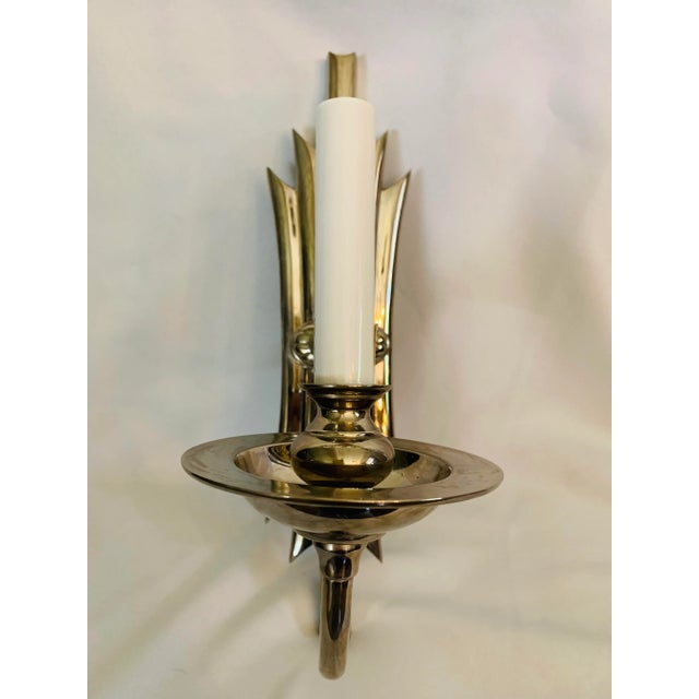Early 21st Century Foundry Showroom Weiss & Biheller Hollywood Regency/Deco Nickel Finish Wall Sconce For Sale - Image 5 of 13