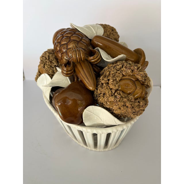 Vintage Italian Ceramic Basket of Mushrooms From Neiman Marcus For Sale - Image 13 of 14