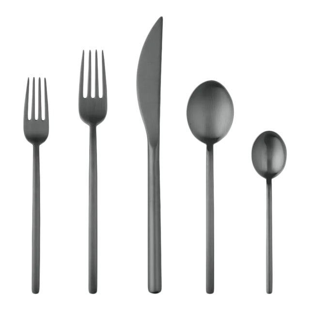 Mepra Linea 5-Piece Flatware Set, Ice Oro Black For Sale