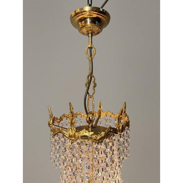 Large Vintage Empire Style French Cascading Chandelier For Sale - Image 4 of 7