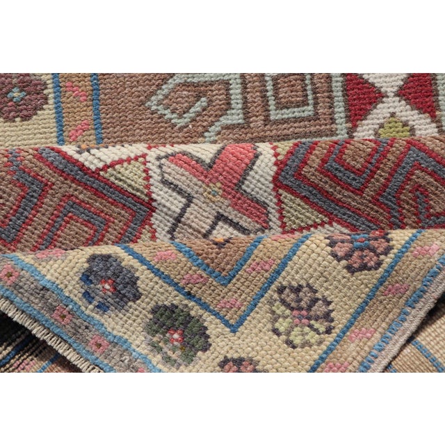 Vintage Turkish Oushak Geometric Cross Medallion's With Floral Border 2'7 X 5'9 For Sale - Image 9 of 10