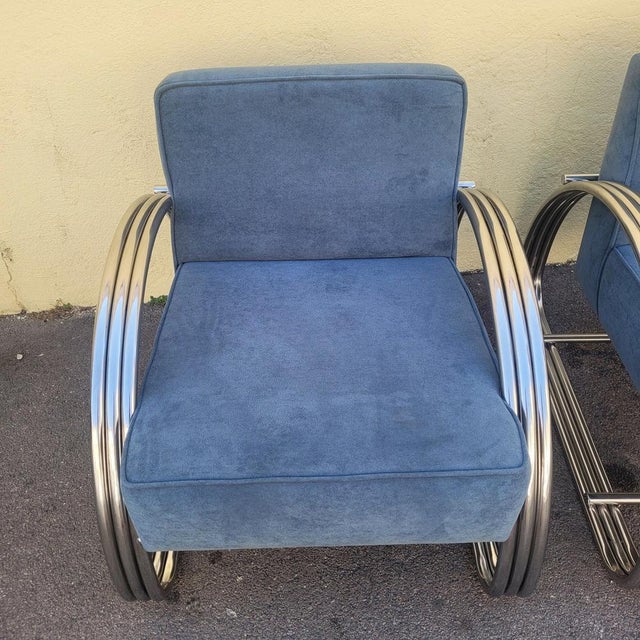 Metal Large 20th Century Chrome Armchairs by Ralph Lauren, 1980s, Set of 2 For Sale - Image 7 of 18