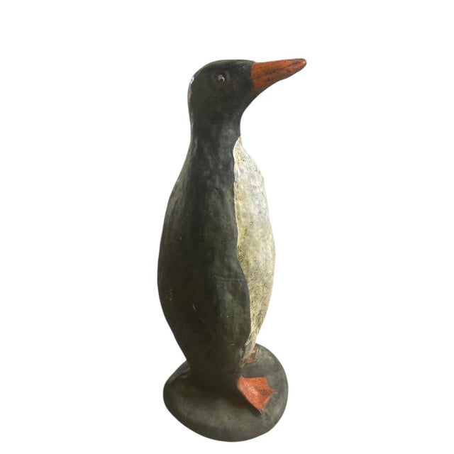 Vintage Hand-Painted Concrete Penguin Garden Statuary For Sale - Image 4 of 8