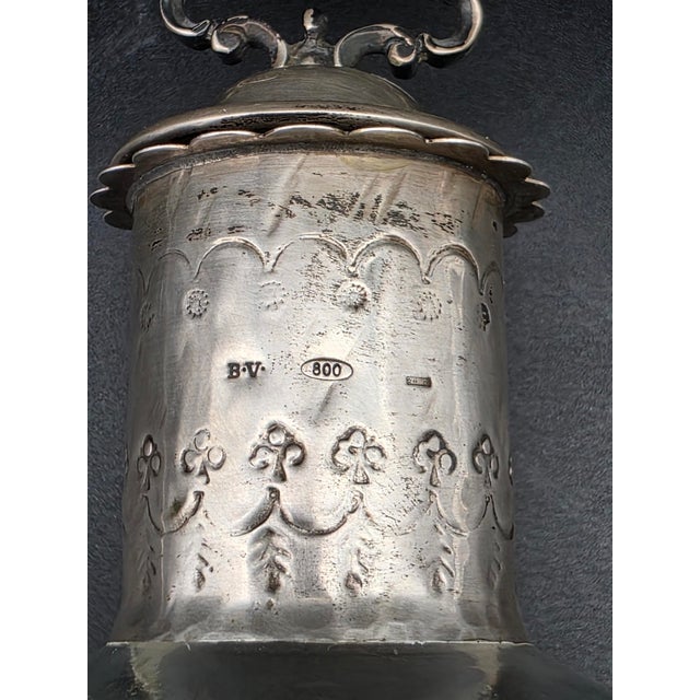 Late 19th Century Engraved Glass Liqueur Bottle with 800 Silver Stopper, Venice For Sale - Image 4 of 11