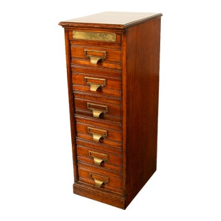 Antique Edwardian Walnut Six Drawer Shannon Filing Cabinet Co New York 1910 For Sale