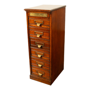 Antique Edwardian Walnut Six Drawer Shannon Filing Cabinet Co New York 1910