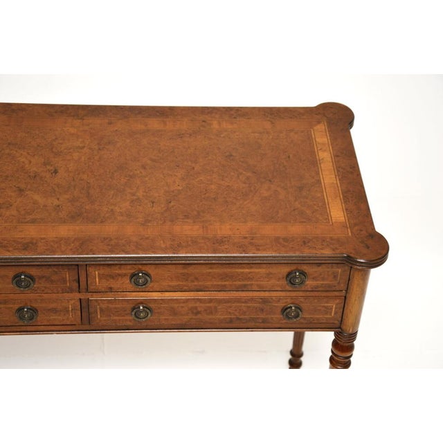 Brown Antique Burr Walnut Console Table, 1950s For Sale - Image 8 of 13