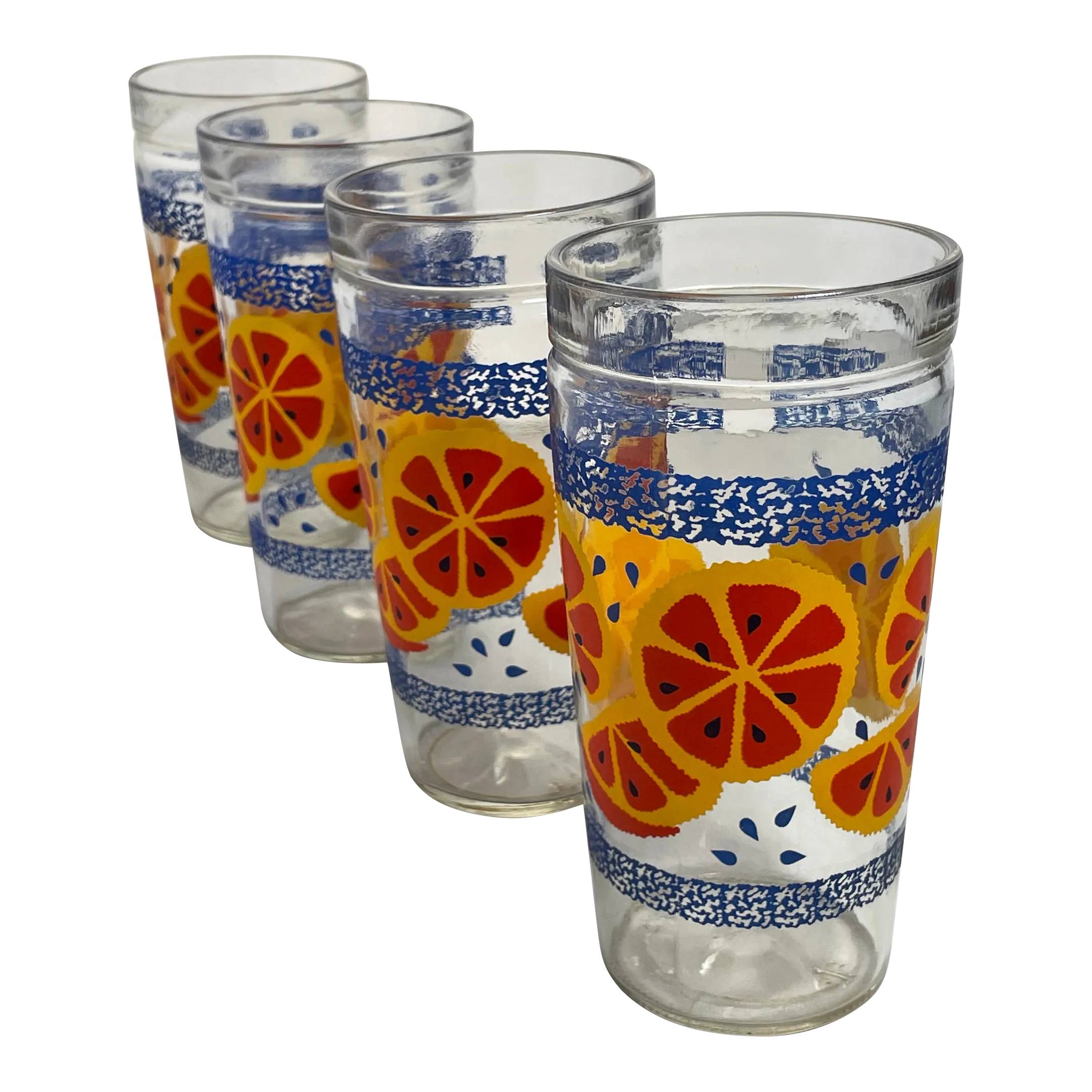Vintage 1970's Anchor Hocking Orange Slice Tumblers- Set of 4 | Chairish