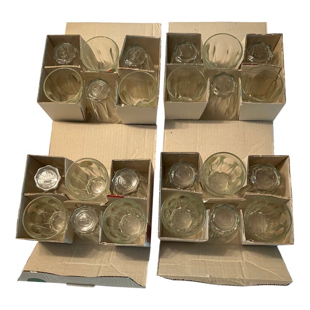 1970s Duralex Glasses With Teardrop Panels Made in France - 24 pcs For Sale