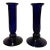 Pair of Antique Cobalt Blue Glass Candlesticks, Fluted Column Form For Sale