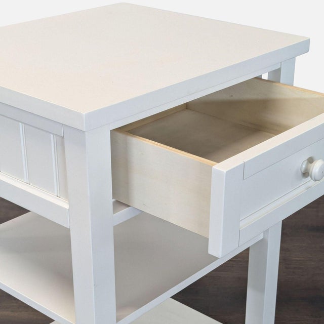 Wood Pottery Barn Beadboard Nightstand For Sale - Image 7 of 9