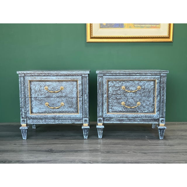 Late 20th Century Late 20th Century Pair of Mid-Century Walnut Nightstands by Martinsville For Sale - Image 5 of 13