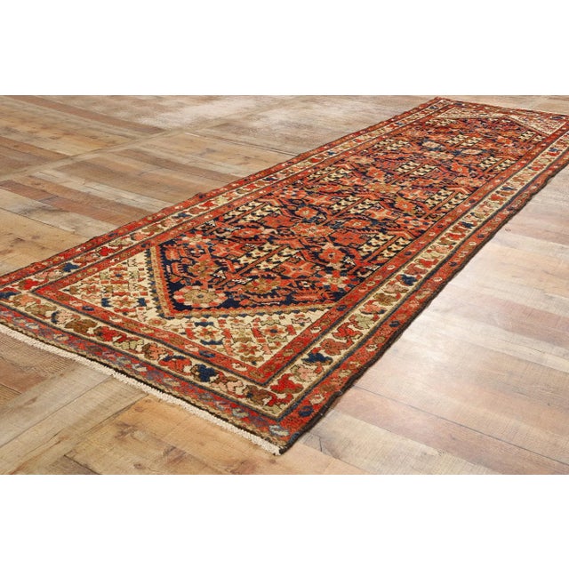 Navy Blue Vintage Persian Malayer Rug Runner - 03'05 X 11'09 For Sale - Image 8 of 10