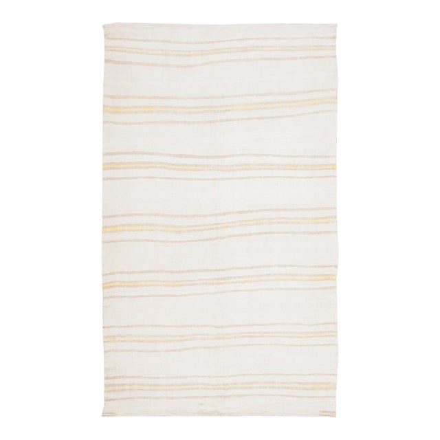 Vintage Turkish Kilim Hemp Rug With Gold Stripes by Rug & Kilim, 1950-1959 For Sale