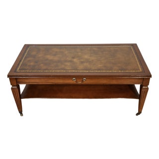 1930s English Regency Mahogany & Leather Top Coffee Table For Sale