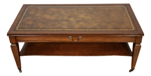 1930s English Regency Mahogany & Leather Top Coffee Table