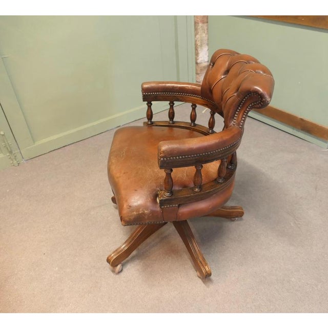 Swivel Desk Chair in Leather For Sale - Image 3 of 8