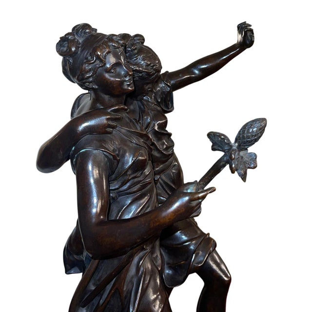 Metal H. Dumaige Bronze Sculpture of Two Dancing Women. Late 19th Century, France. For Sale - Image 7 of 9