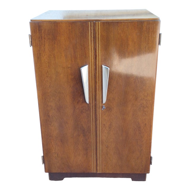 Mid-Century German Two-Door Cabinet on Casters in Walnut, 1950s For Sale