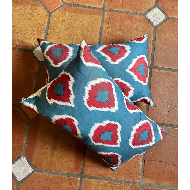 Turkish Handwoven Silk Ikat Pillow For Sale - Image 3 of 8