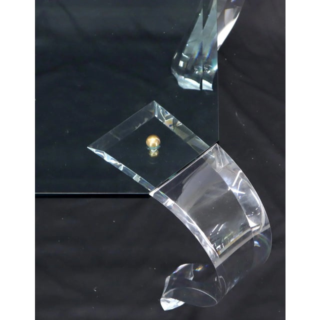 Glass Top Bent Lucite Legs Rectangular Coffee Table For Sale - Image 12 of 13