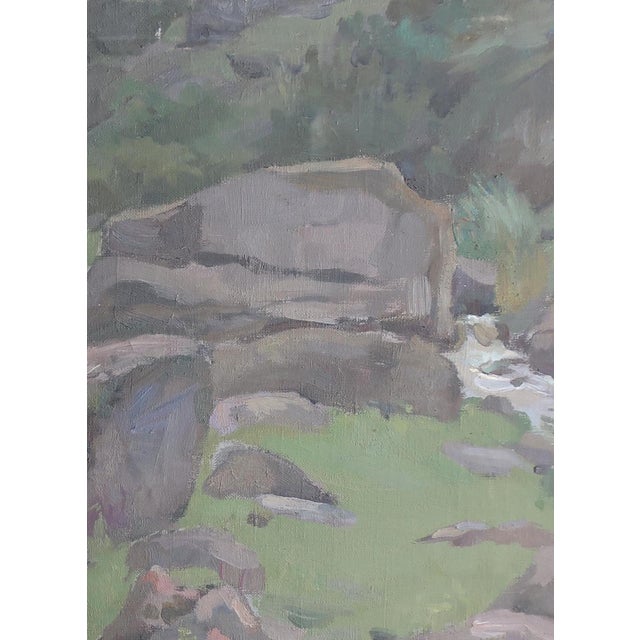 Realism Mountain Landscape Antique Oil Painting Original Soviet Art Ukrainian Artists Sokolovsky g.g. 1973 80-59.5 For Sale - Image 3 of 6