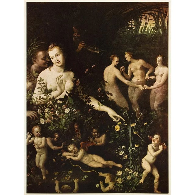 Paper 1955 After School of Fontainebleau "Venus and the Goddess of the Waters", Vintage Full-Color Print For Sale - Image 7 of 8