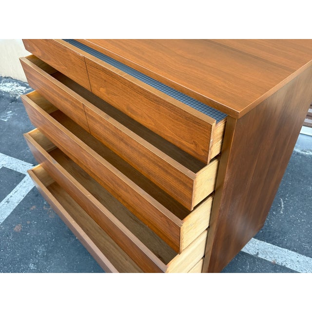 Vintage Mid Century Modern Walnut Highboy For Sale In Los Angeles - Image 6 of 6