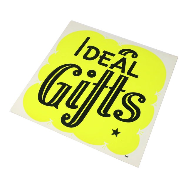 1960s Screen Printed "Ideal Gifts" Trade Sign For Sale