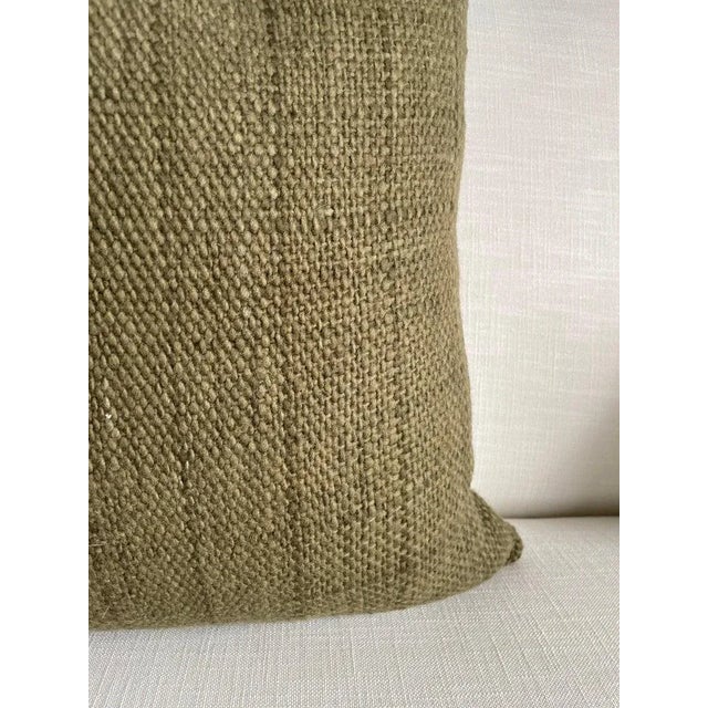 Custom Woven Wool Pillow Cover in Moss Green For Sale - Image 4 of 6