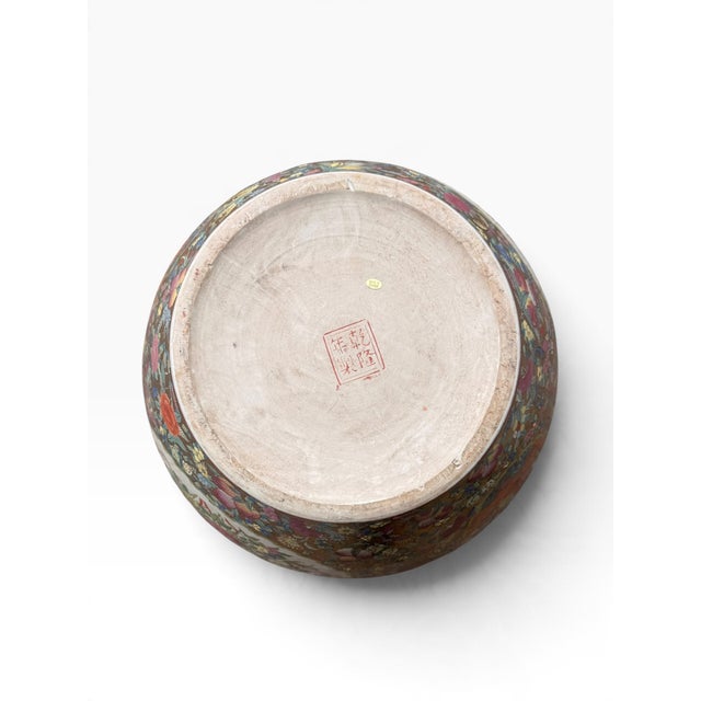 Vintage Chinese Famille Rose Gilt Porcelain Fishbowl Planter With Floral and Bird Motifs For Sale - Image 14 of 14