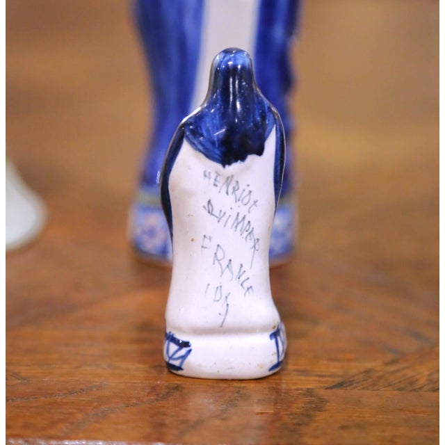 19th Century French Quimper Faience Virgin Mary and St. Anne Figures, Set of Six For Sale - Image 13 of 16