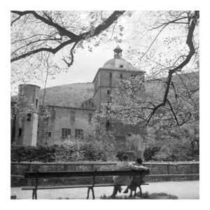 Couple on a Bench Front of Heidelberg Castle, Germany 1936, Printed 2021