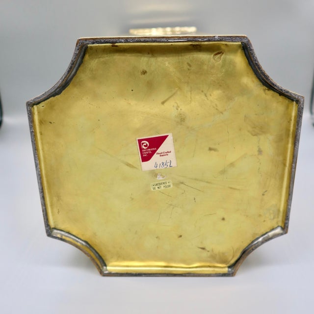Brass Vintage Hexagonal Brass Umbrella Stand — Tall Tapered Lacquered Brass For Sale - Image 8 of 10