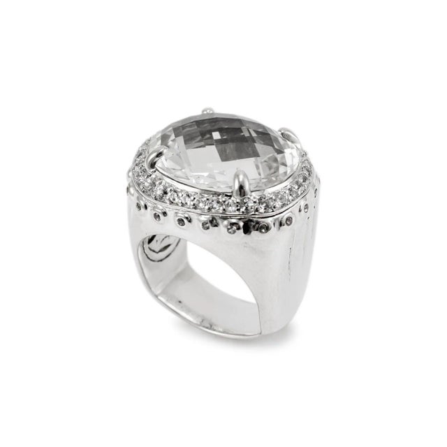 John Hardy 925 Sterling Silver White Topaz Bamboo Batu Dome