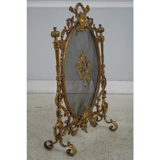 Vintage Louis XVI 19th Century Fire Screen Fireplace Andiron Set For Sale - Image 4 of 18