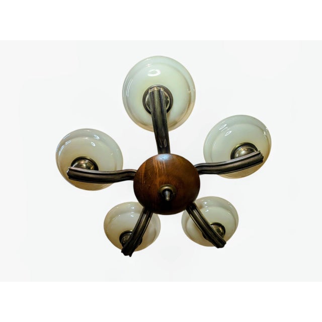 1940s Five Arm Pendant Light by Paaavo Tynell for Oy Taito Ab, 1940s For Sale - Image 5 of 15