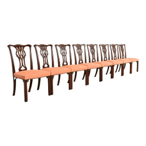 Baker Furniture Georgian Carved Mahogany Dining Chairs, Set of Eight