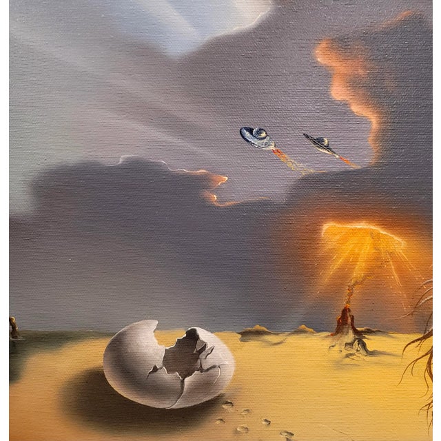 Paint Jim Warren -Brother & Sister Born in a Surreal Futuristic Planet- Oil Painting For Sale - Image 7 of 11