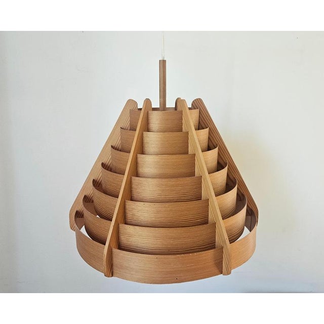 Wood Large Vintage Wooden Pendant Light by Hans-Agne Jakobsson, 1966 For Sale - Image 7 of 14
